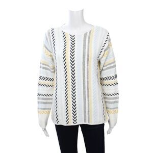 Coco Y Club Unisex Pullover Sweater Black Striped Aztec 100% Cotton Size M